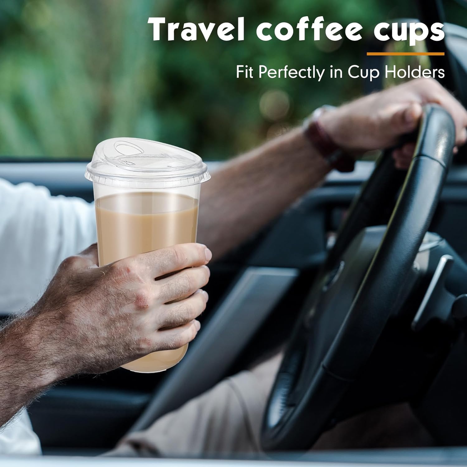 Baderke 50 Pcs Plastic Cups with Sip Lids Round Bottom Disposable Plastic Coffee Cups with Lids Clear Strawless Crystal Mugs for Iced Coffee Smoothie Cold Beverage Party Catering Supplies (20 oz) - Image 7