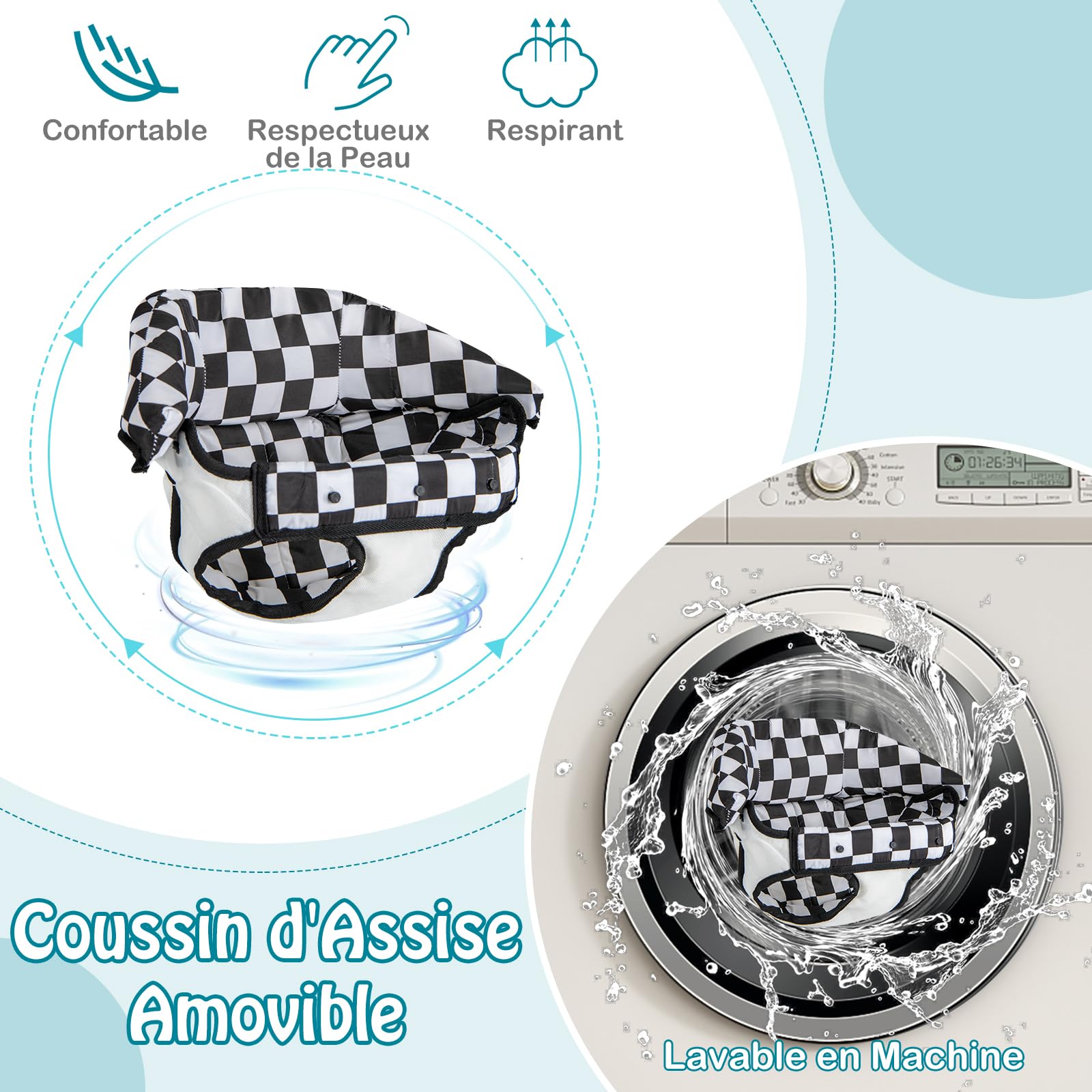 GOPLUS Trotteur Bébé Garçon Fille Evolutif 6 en 1, Trotteur Marche Bebe Pliable avec 3 Hauteur Réglable, Lumières, Musique, Plateau d’Activités Amovible, Charge 12KG, pour 6+ Mois (Gris)