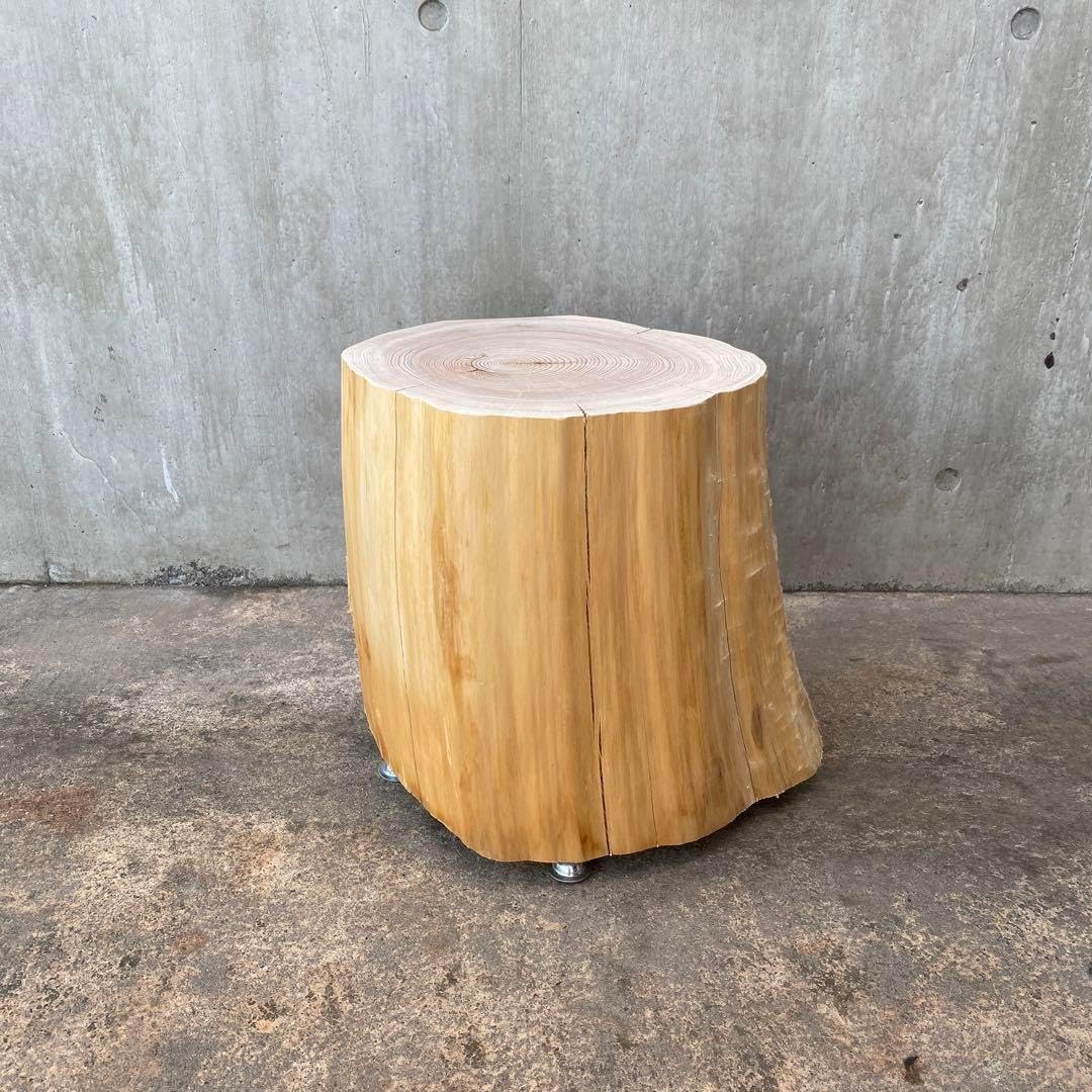 丸太スツール　丸太サイドテーブル　極太ヒノキ y-16950_04.jpg