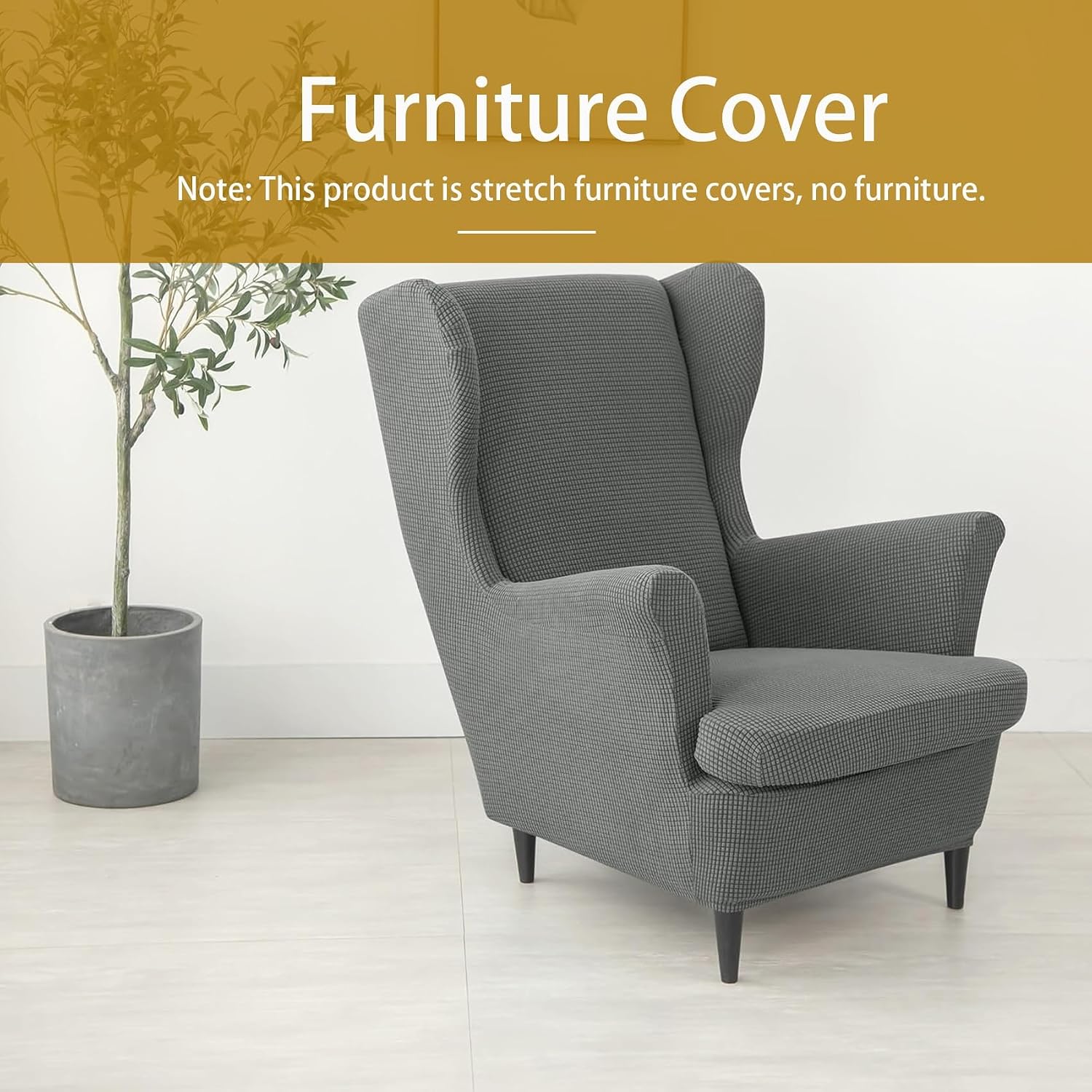 Wing Back Chair Covers with Arms 2 Piece, Stretch Wingback Recliner Chair Cover Slipcovers, Universal Armchair Slipcover Set, Chairs Covers Anti Scratch(Wine red,6 Sets)