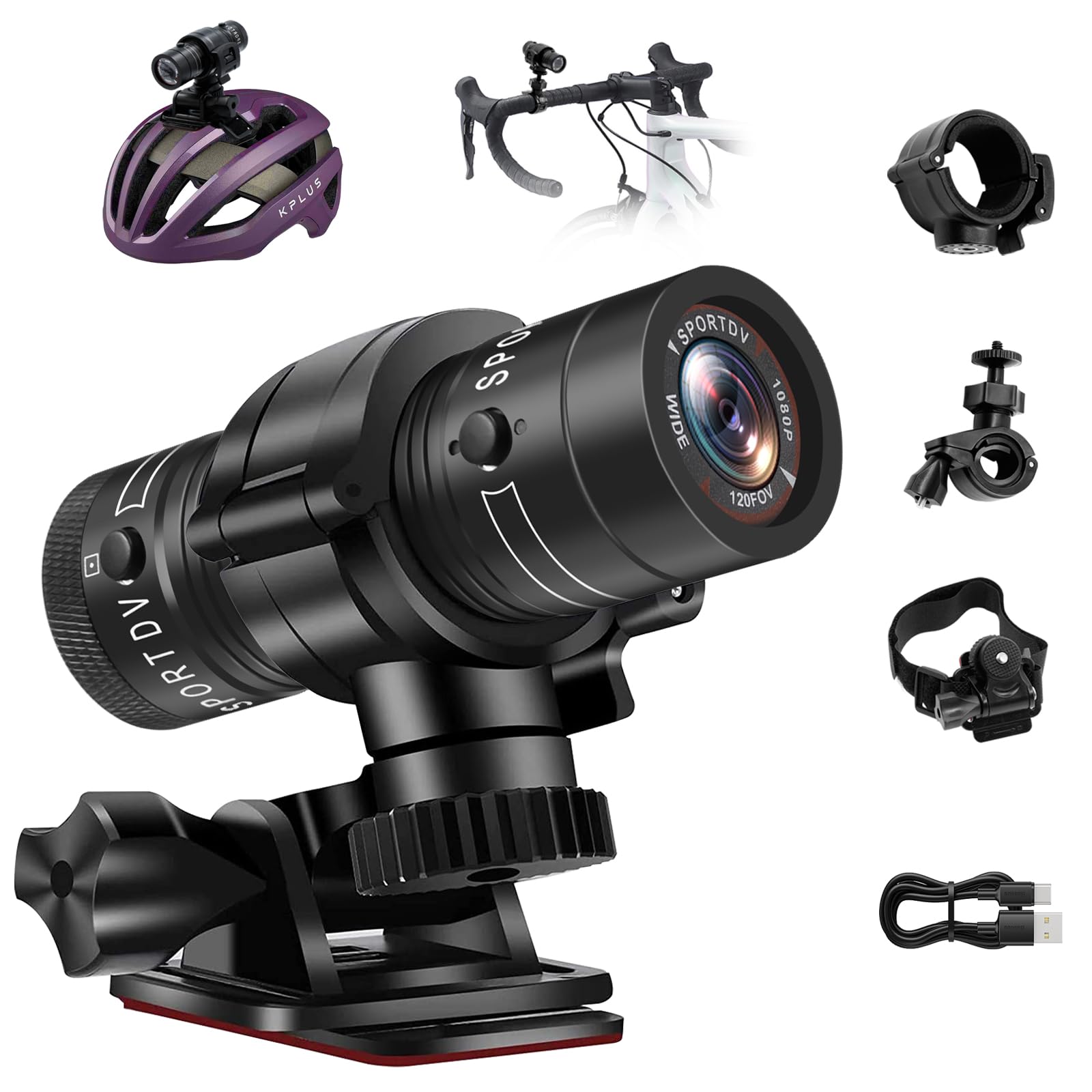 Baobylon Dashcam Motorfiets 4K 1080P, WiFi Dashcam Auto voor en achter met GPS,HDR,6 uur grote accu Action Cam,Helmcamera Motorfiets fiets rijden,Volledig waterdichte motorfiets autocamera,Nachtzicht