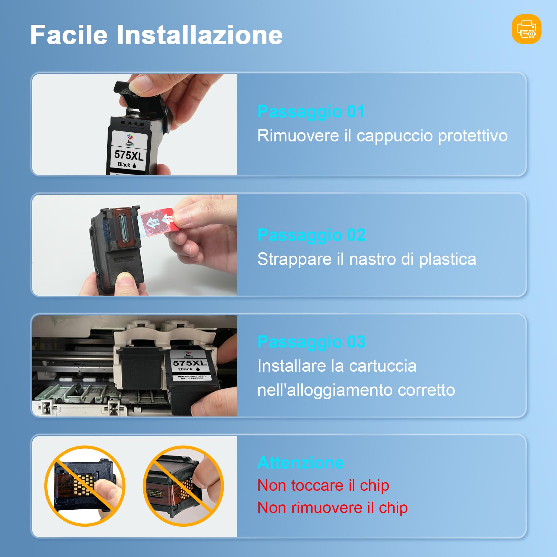 Palmtree PG-575XL CL-576XL Cartucce d'inchiostro Sostituzione cartucce canon 575 576 XL Canon 575XL 576XL per Canon PIXMA TS3550i TS3551i TS3750i TR4750i TR4751i TR4755i TR4756i (1Nero, 1Tri-Colore)