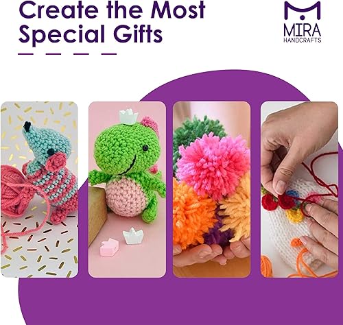 Miniatura 6 de 8 ovillos de hilo arco iris de acrílico, bolsa resellable, total de 525 yardas de hilo, lana prémium, kit para tejer y hacer crochet