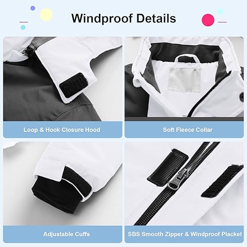 Miniatura 5 de Pursky Chaqueta de esquí impermeable para niños, abrigos de nieve de invierno, abrigos de forro polar parka