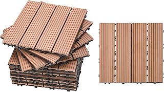 Gimisgu WPC Baldosas de terraza con aspecto de madera, sistema de clic, baldosas de plástico con drenaje para balcón, jardín, 30 x 30 cm, juego de 22 unidades, para 2 m², color marrón