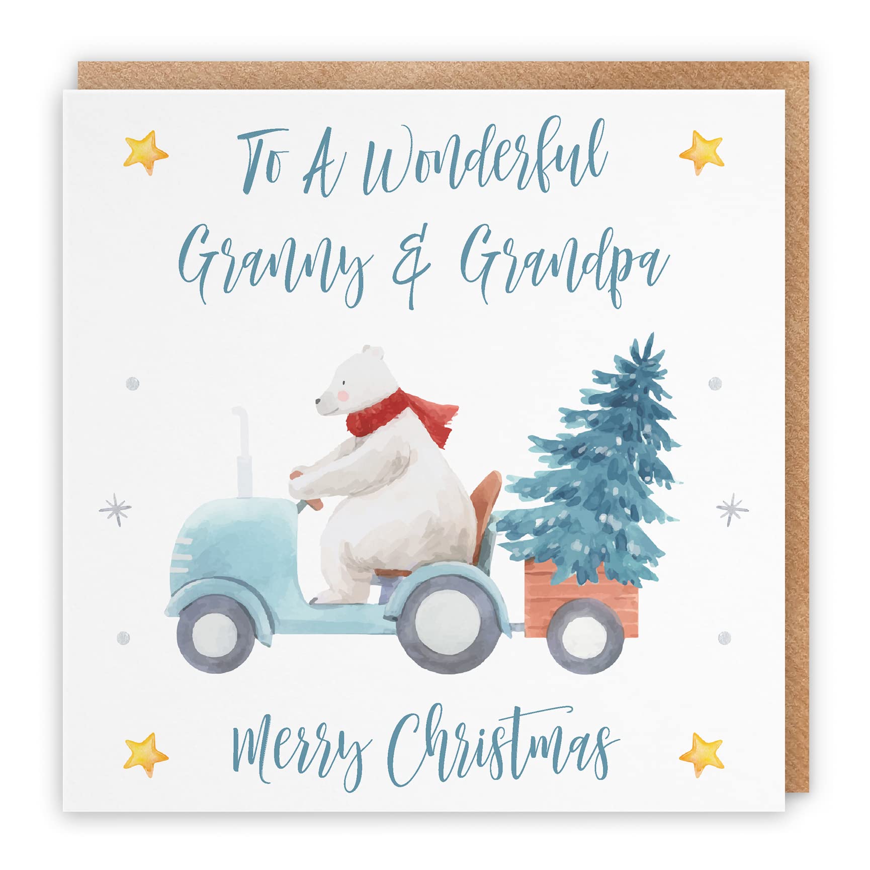 Hunts England - Granny And Grandpa Christmas Card - To A Wonderful Granny & Grandpa - Merry Christmas - Polar Bear Collection