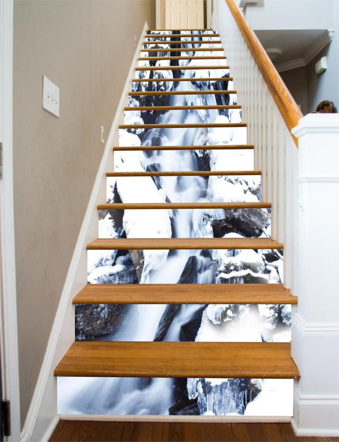 Amazon.com: 3D Mountain Waterfall LTN082 Stair Risers Decoration Photo ...