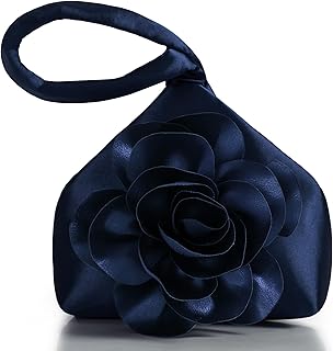 BABEYOND Clutch Purses for Women - Evening Bags Flower Satin Handbag Classy Wristlet Purse for Party Daily Wedding