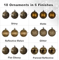 Vista 146 de Bolas de Navidad grandes de bronce de 3.2 pulgadas, adornos de decoración de árbol de Navidad, bolas colgantes inastillables para cumpleaños