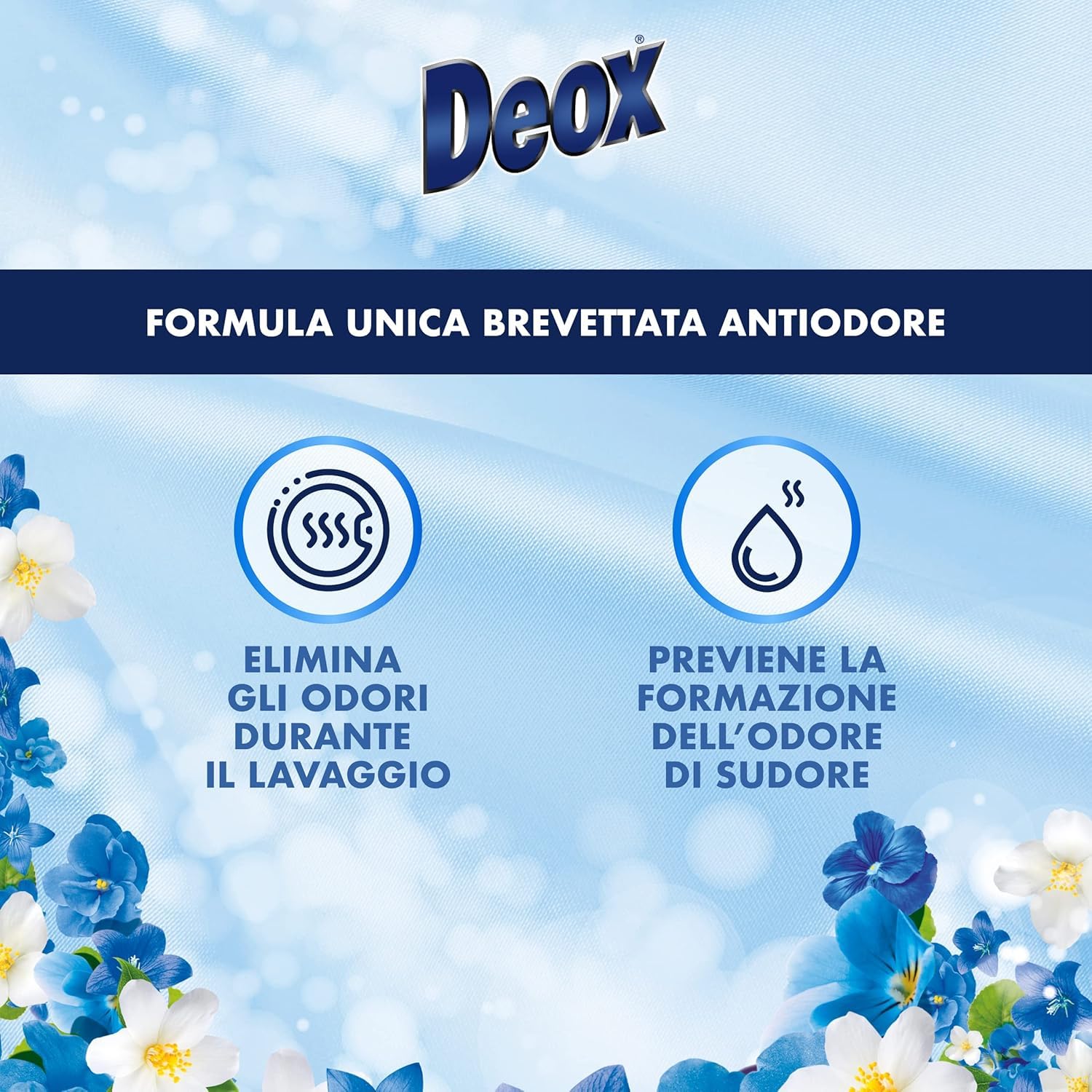 Deox Ammorbidente Soffio di Freschezza - Suavizante líquido para ropa suave y perfumada, antiolor, aroma a primavera caricia, 40 lavados 2 litros + llavero Beni Culinari gratuito