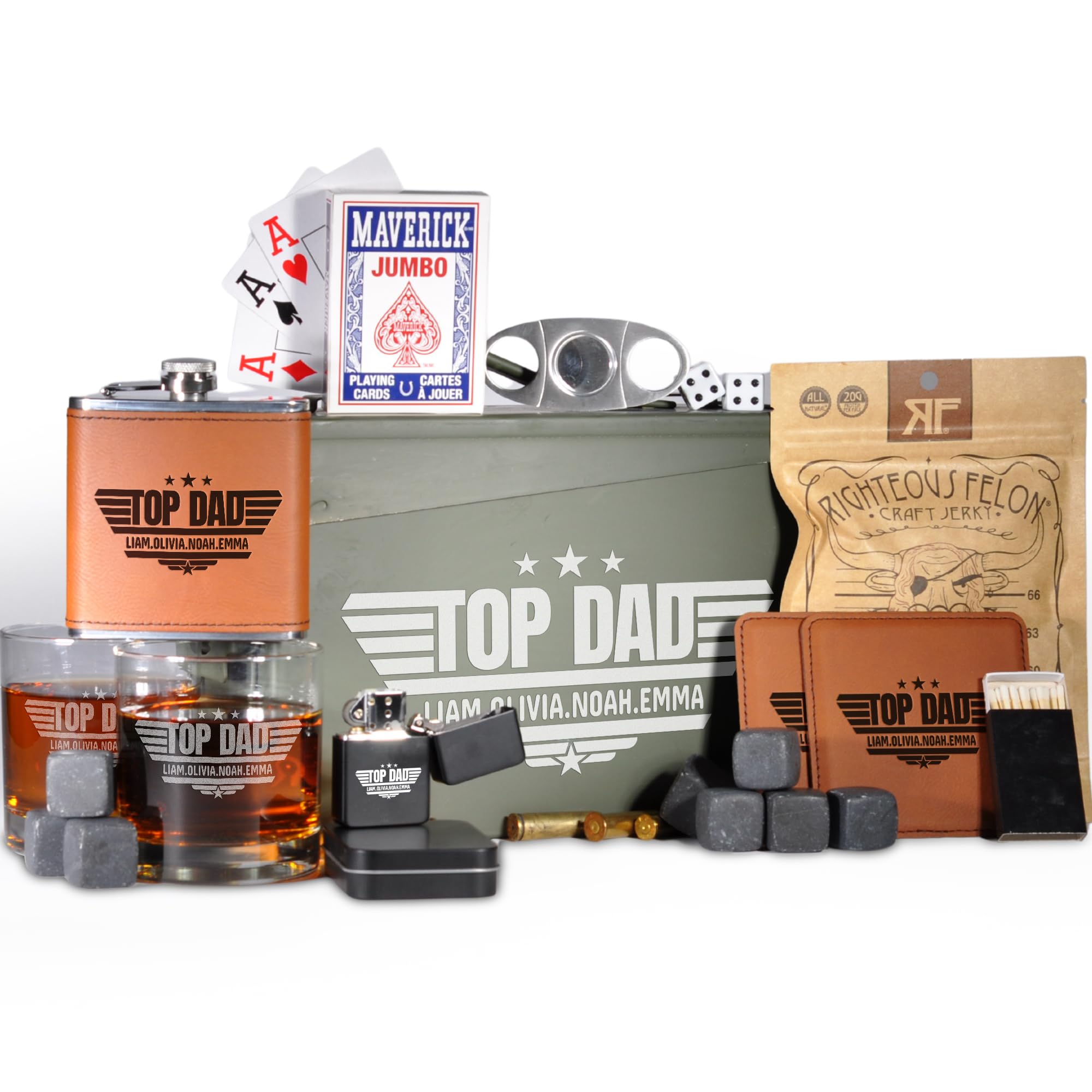 Personalized Ammo Box For Men - Custom Ammo Can Gift Set - Authentic Grade 1 Military Ammo Box Gift For Dad - Birthday Gift For Dad And Husband - Father’s Day Gift For Him - 30 Caliber