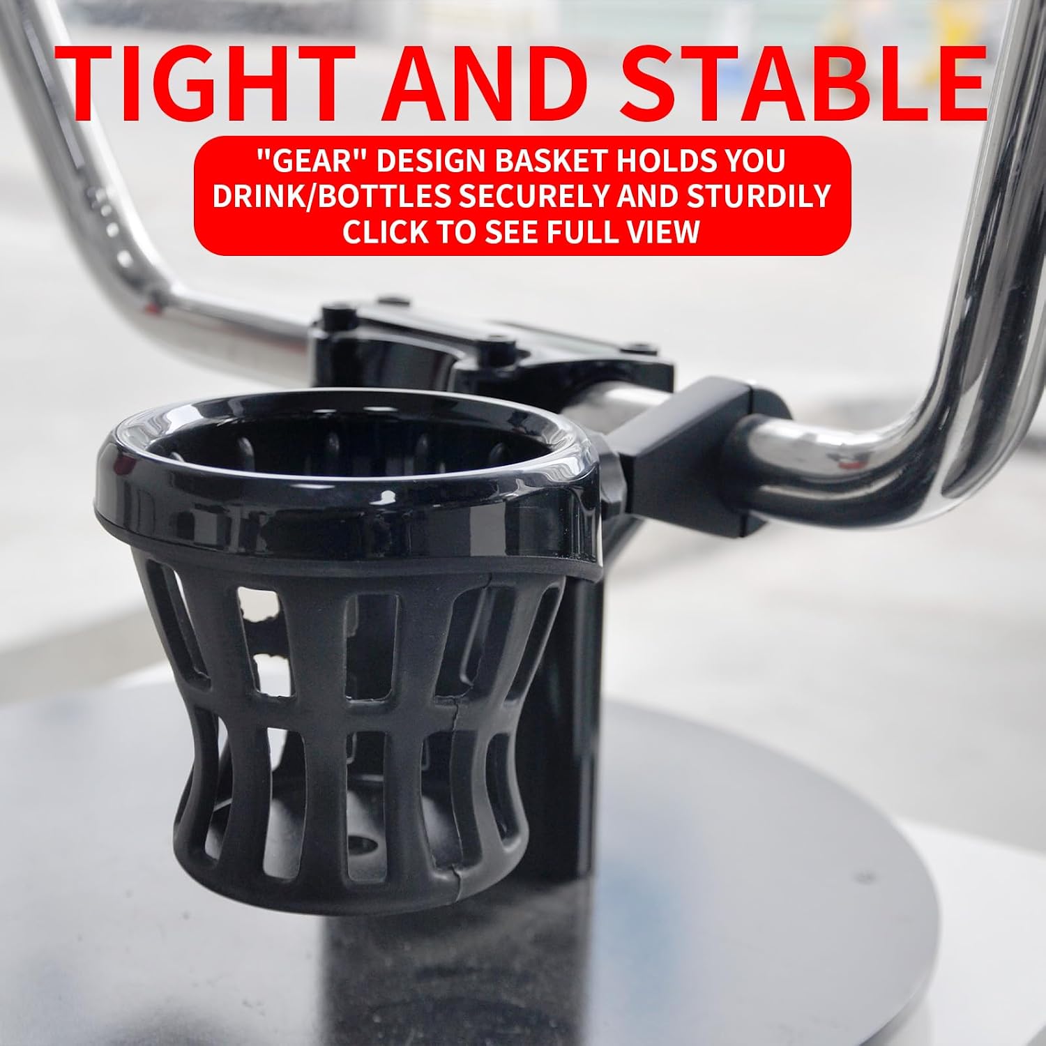PANICAL Motorcycle Bike Universal Water Cup Holder Suitable for 1 inch or 25mm Round Handlebars (Black Small)