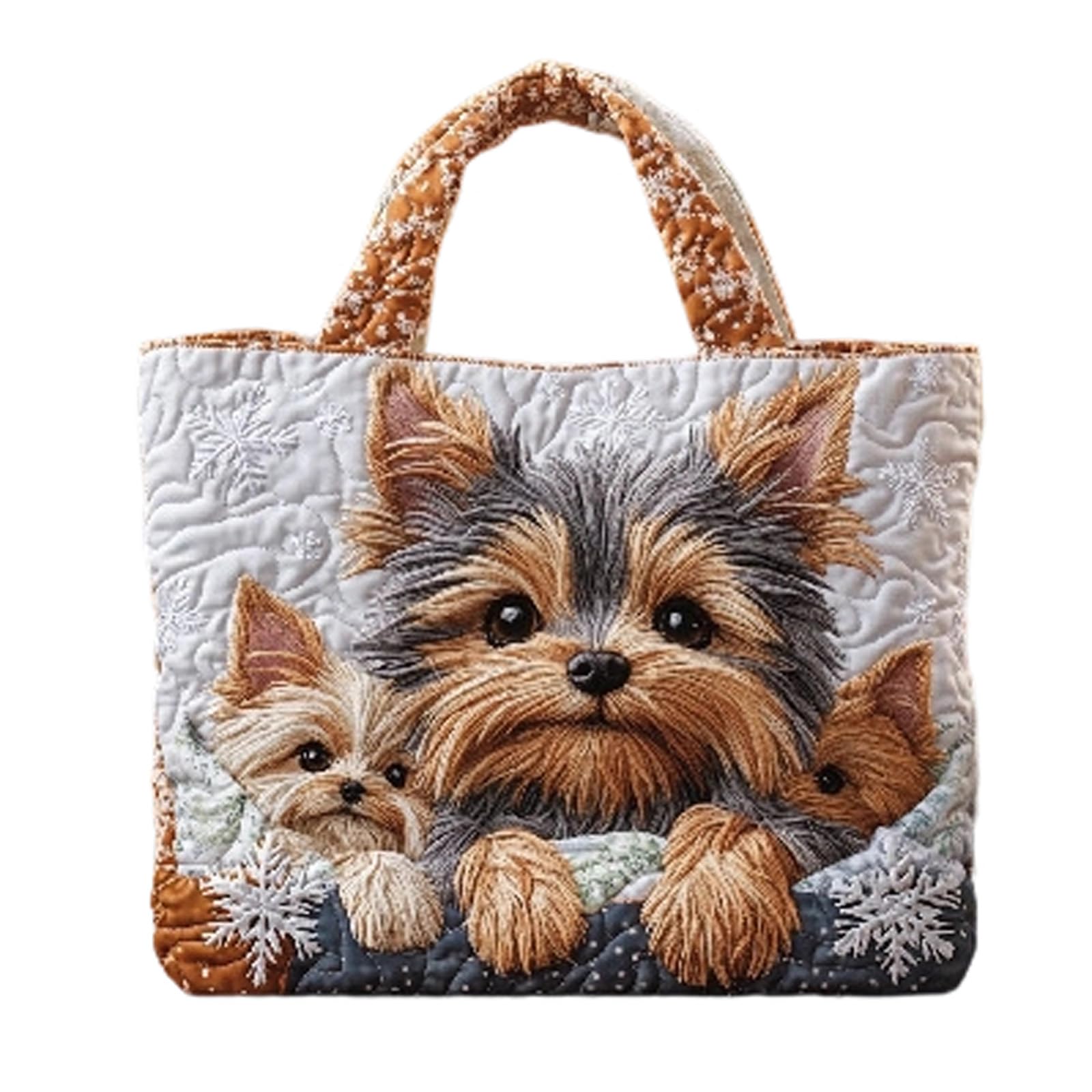 Canvas Tote Bag Unisex Spacious Casual Travel Handbag with Embroidery Quilted Padded Handle Patchwork,Cute Personalised Reusable Bags for Outdoor Hiking D01 One Size