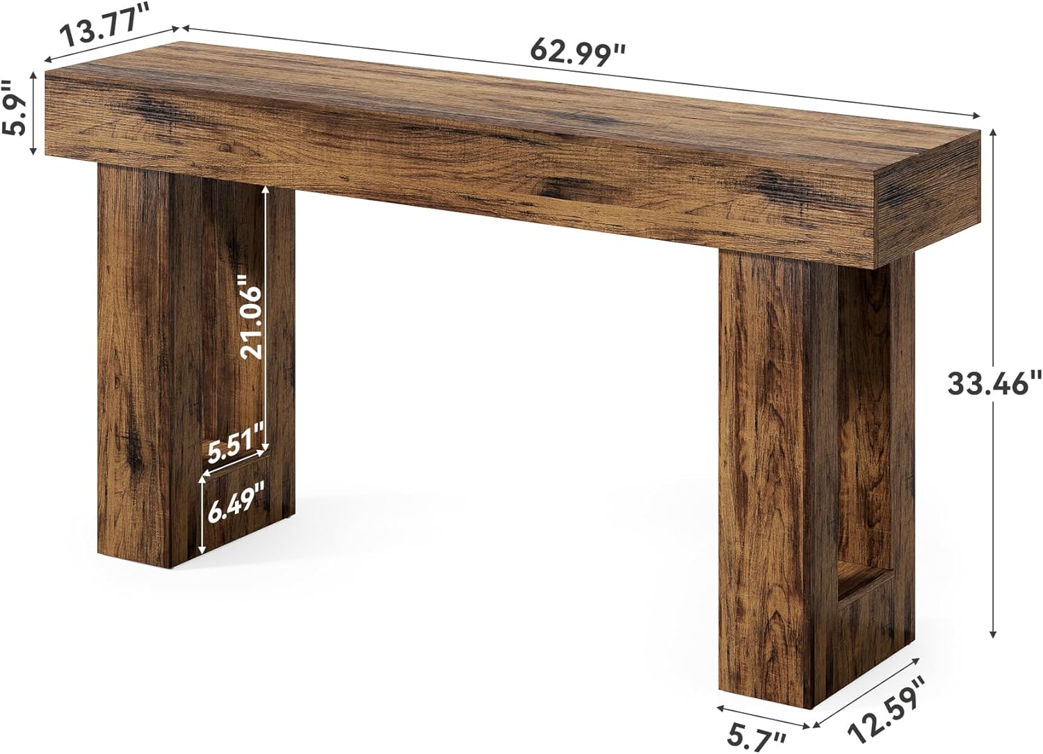 Little Tree 63 Inches Long Console Table for Entryway, Rustic Brown Sofa Table Behind Couch, Wooden Entry Table Foyer Hallway Table, Industrial Console Sofa Tables for Living Room