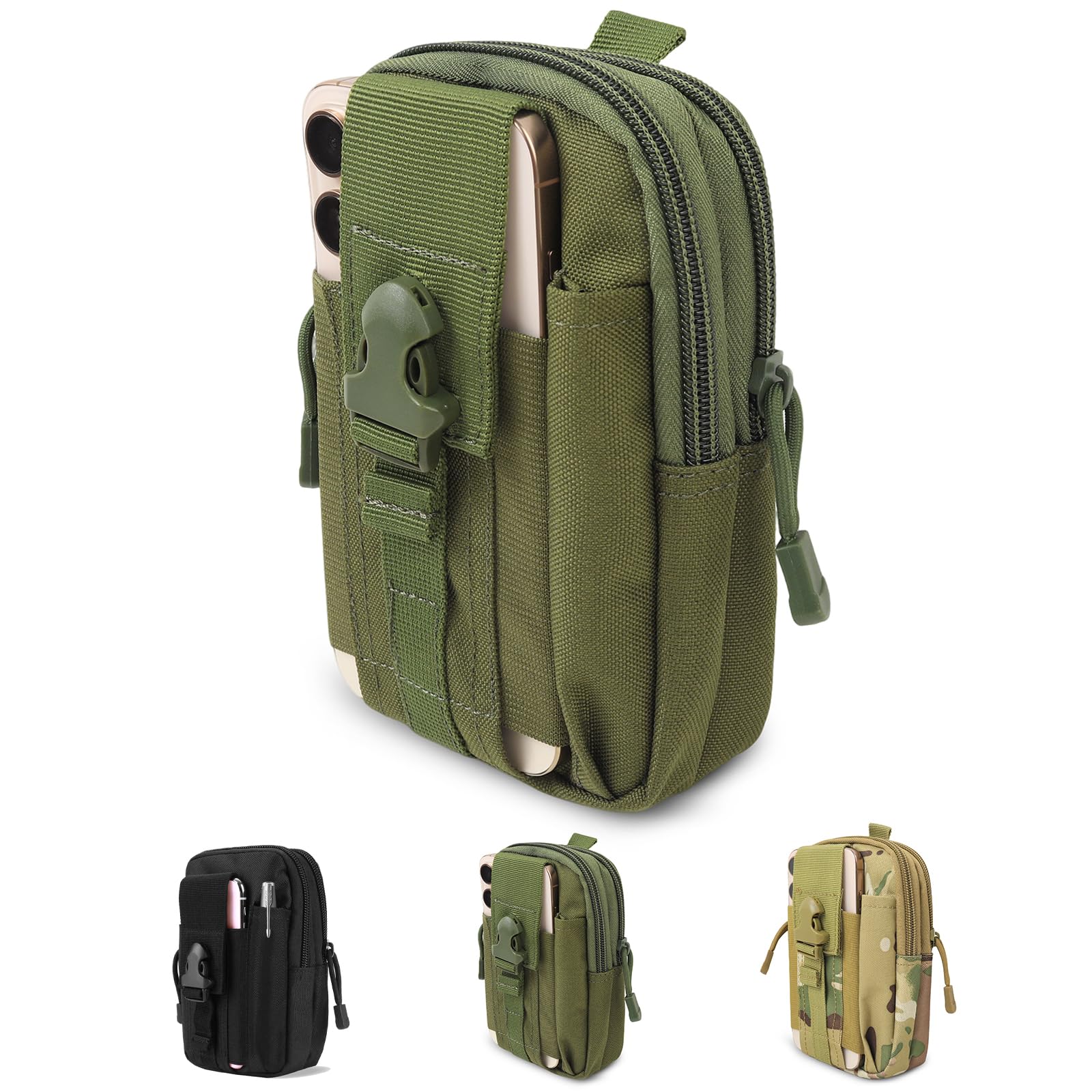 DOETYD Tactical Pouch Waist Bag Fanny Pack EDC Molle Pouches Belt Bag Men Bumbag with Adjustable Belt and Pockets for Travel Hiking Walking Outdoor Cycling (Green) โ image 1