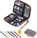 Travel Cable Organizer Bag Waterproof Portable Electronic Accessories Organizer for USB Cable Cord Phone Charger Headset Wire SD Card with 5pcs Cable Ties(Black)