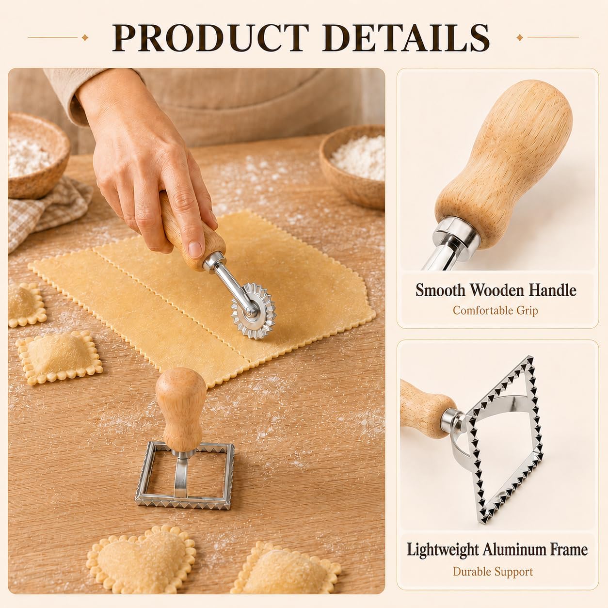 4Pack Ravioli Stamp and Ravioli Cutter, Pasta Cutter for Dumplings