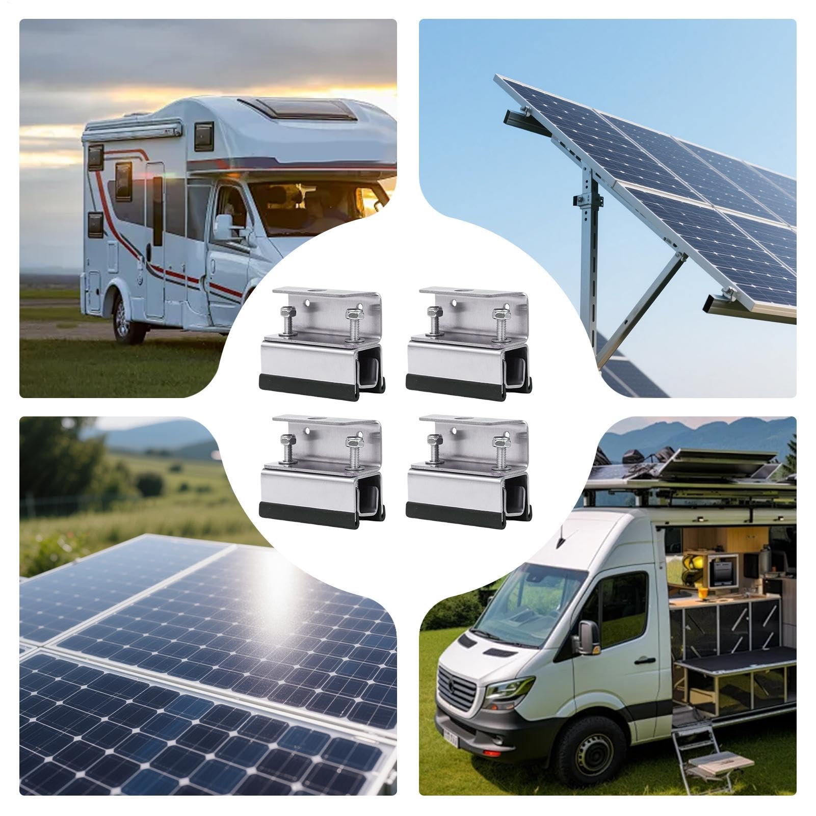 Soportes De Montaje Para Paneles Solares 4 Soportes Solares Para Paneles | Estructura De Acero Inoxidable Para Techos De Caravanas, Embarcaciones, Remolques Y Camping