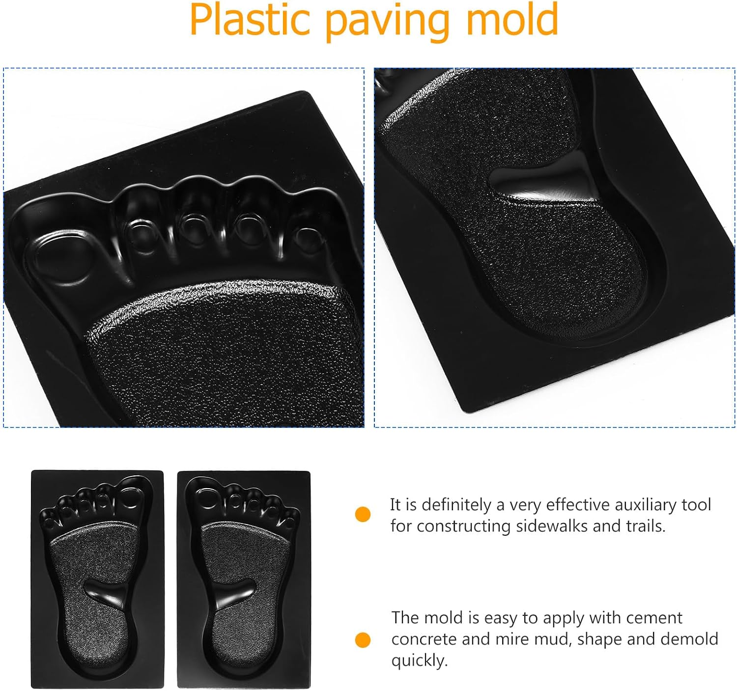 2 Pcs DIY Pavement Mold Floor Tile Mould Path Molding Maker for Garden Sidewalk Landscaping Concrete Paving Tool Outdoor Path Maker