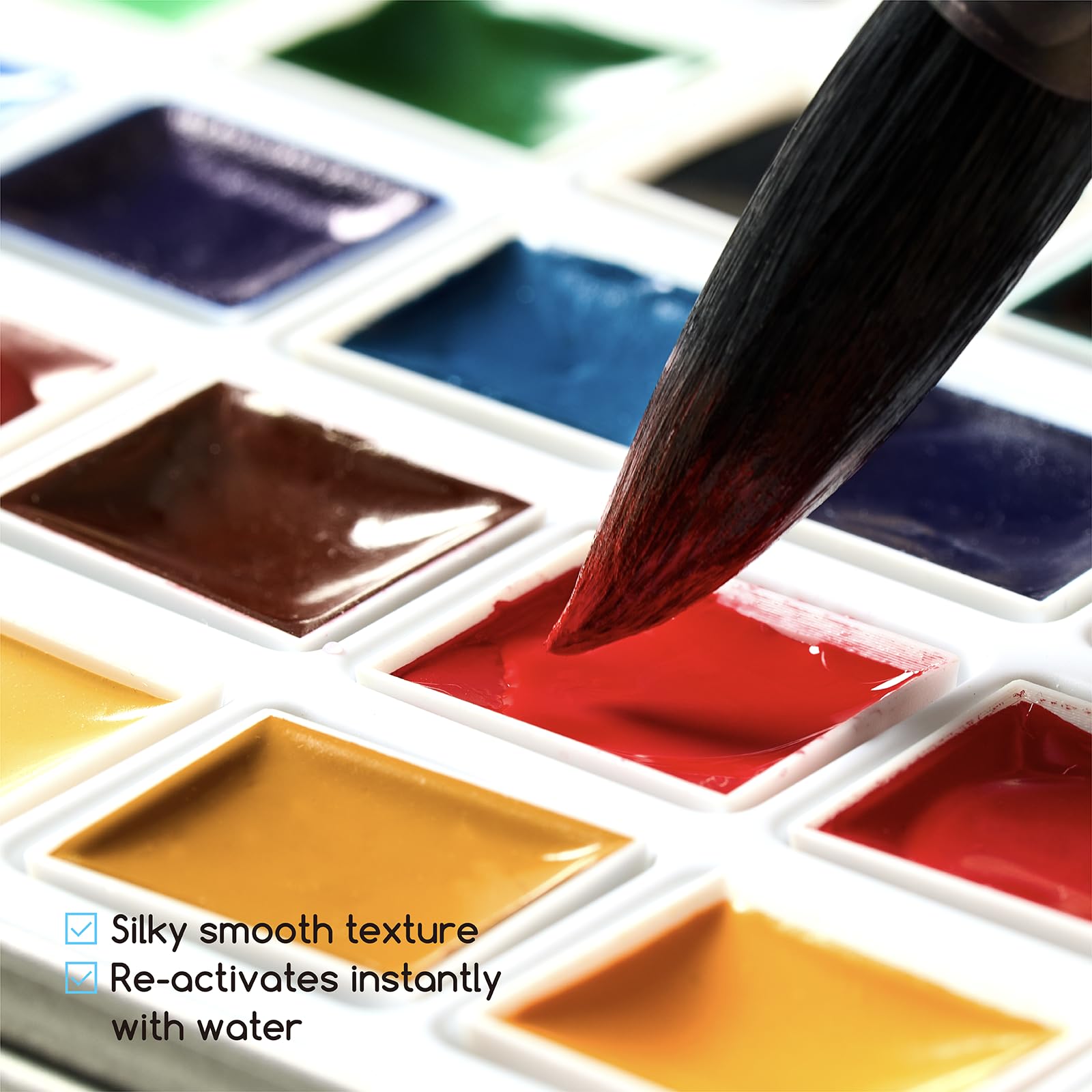 MEEDEN Kit de peinture aquarelle professionnelle 40 couleurs semi-humides