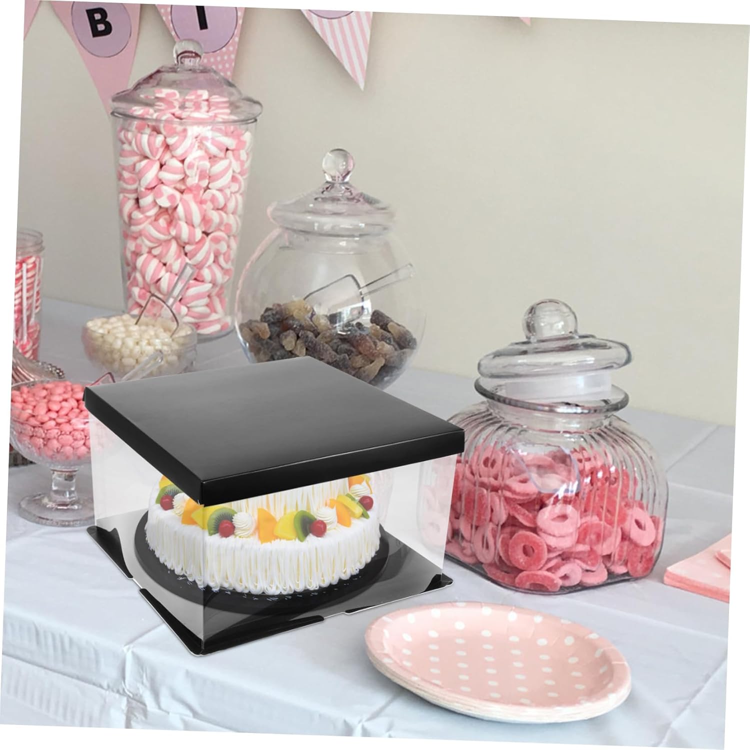 BESPORTBLE 4Pcs Clear Square Cake Boxes Portable Birthday Bakery Packaging Containers Food-safe Lightweight Dessert Carriers for Party Wedding Display