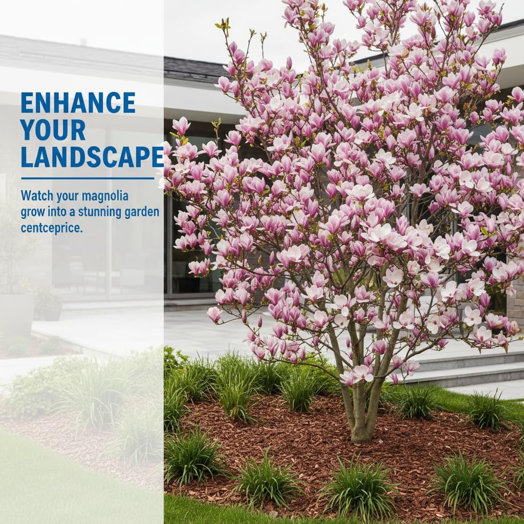 Jane Magnolia Live Plant 2-3 Feet Tall in 3 Gallon Pot, Pink Flowering Magnolia Tree for Outdoor Garden, No Ship to CA