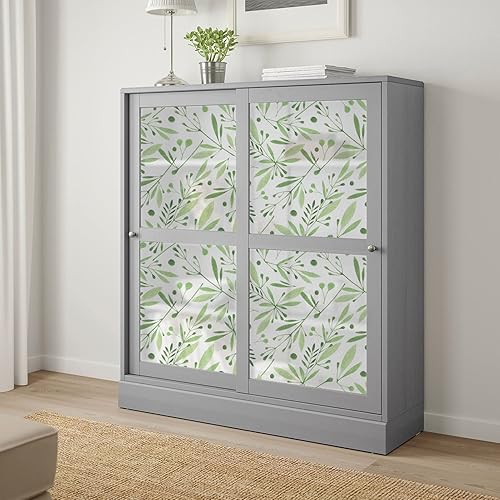 Miniatura 7 de DKTIE Leaves Series - Película de privacidad para ventana de baño con kit de instalación, película de vidrieras de estilo nórdico a la moda,