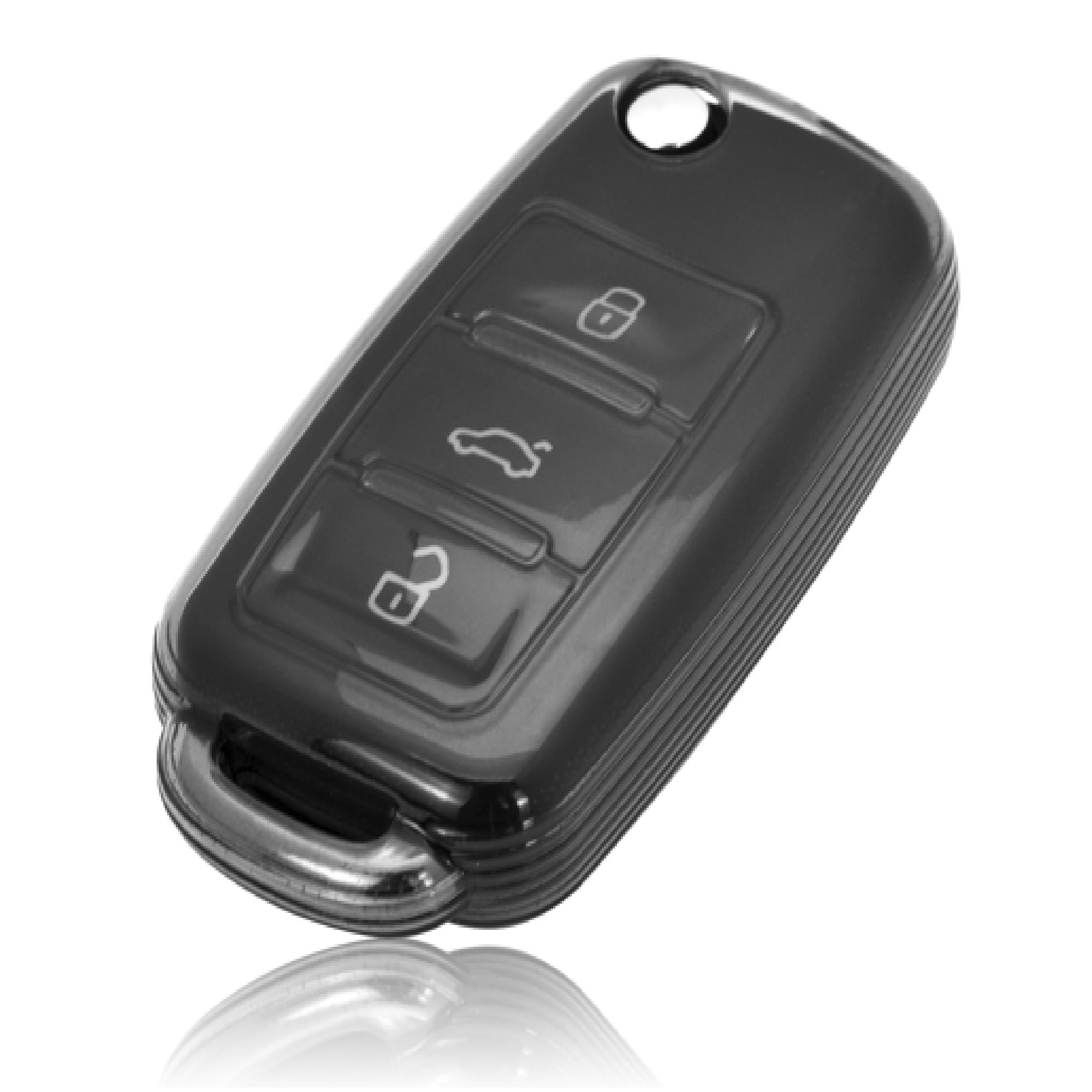 JVCV® Soft TPU Transparent Cover Compatible with Volkswagen Polo Vento Jetta Ameo Passat and Skoda Rapid Laura Superb Octavia Fabia Yeti Folding Key (Transparent Black)-image-34