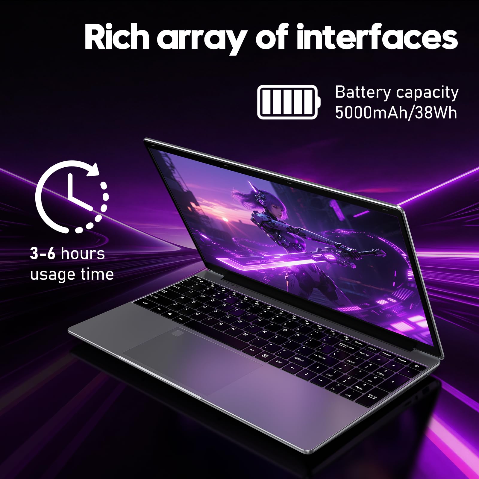 FUNYET Ordenador Portátil,2026 Laptop PC da 15,6 pollici, 16 GB di RAM, SSD da 512 GB, Core i5 6200U Portátil, IPS FHD 1920 * 1080 Notebook,5000 mAh,WiFi5,Tastiera retroilluminata