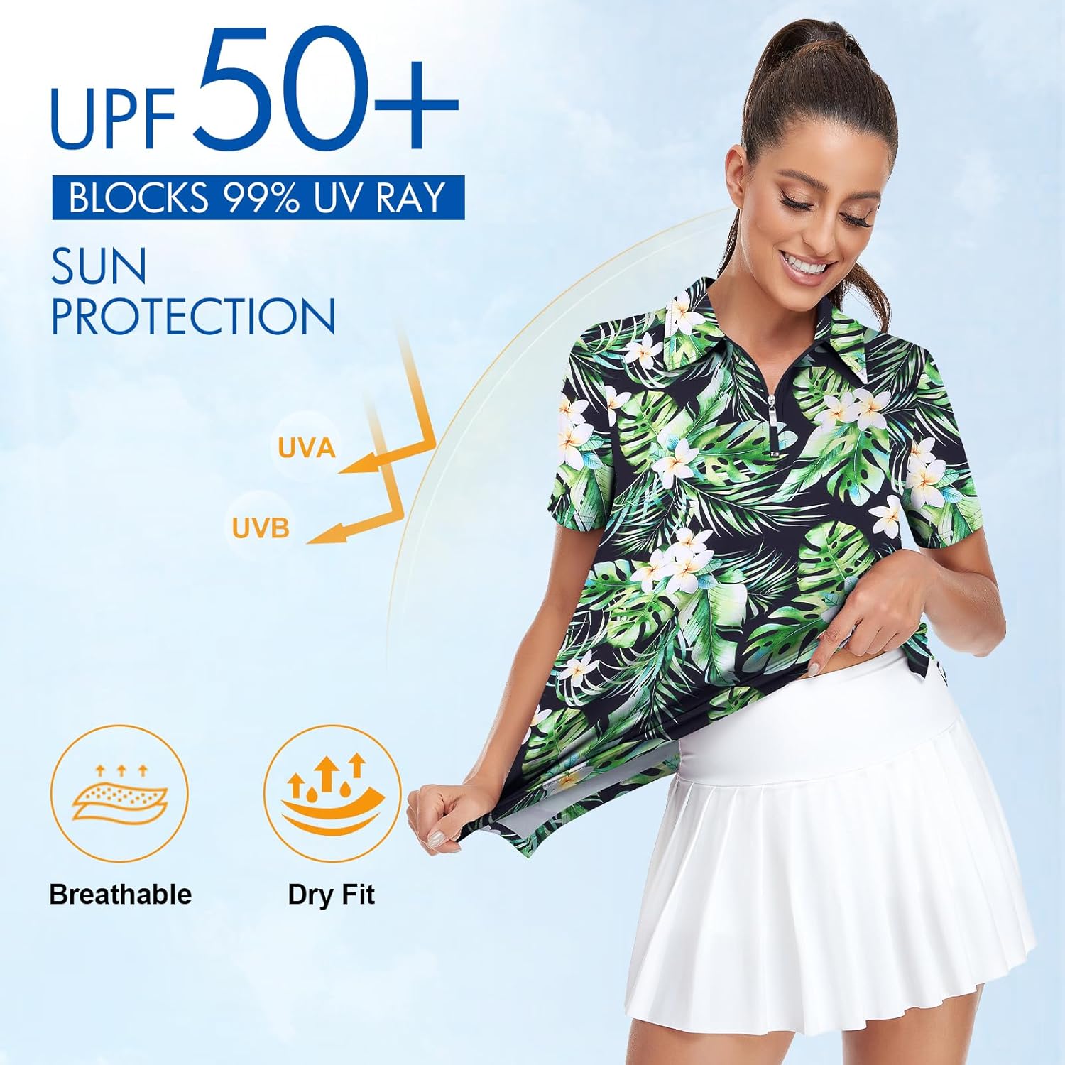 Viracy Womens Golf Shirt UPF50+ Sun Protection Short Sleeve 1/4 Zip Up Polo Workout Tops Fast Dry Fit Moisture Wicking