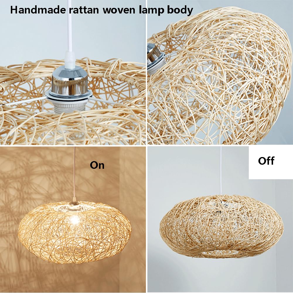 Wiszące Lampy Z Plecionego Rattanu, Wiszące Lampy W Kształcie Kosza CJSLXGBL