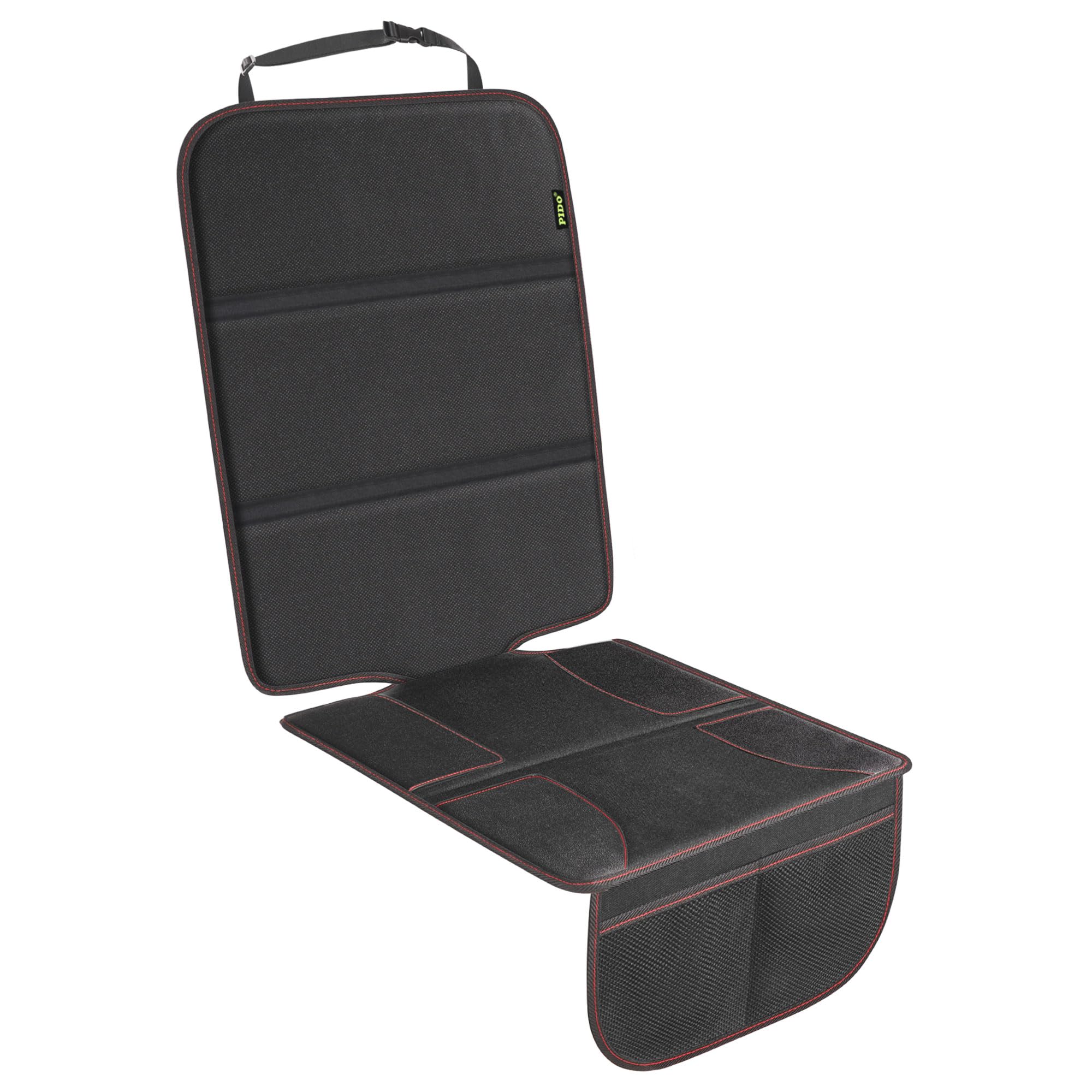 Car Seat Protector for Baby Child Car Seats - Auto Seat Cover Mat Under Carseat with Thickest Padding to Protect Fabric and Leather Seats, Black Hem