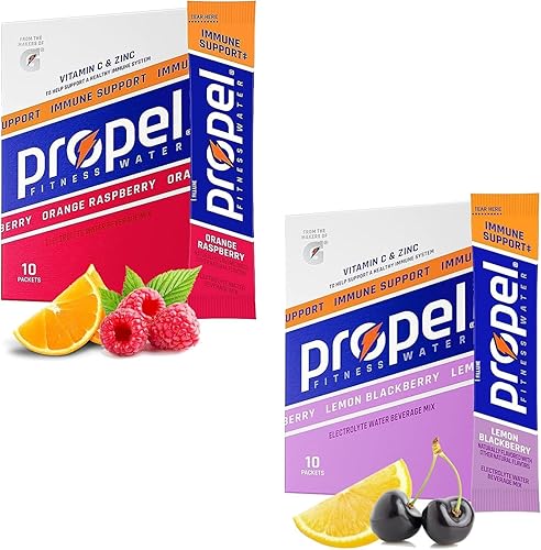 AYD Goods Propel Paquete variado de paquetes de polvo de apoyo inmunológico, 20 unidades de paquetes de polvo Propel con vitamina C + zinc, incluye