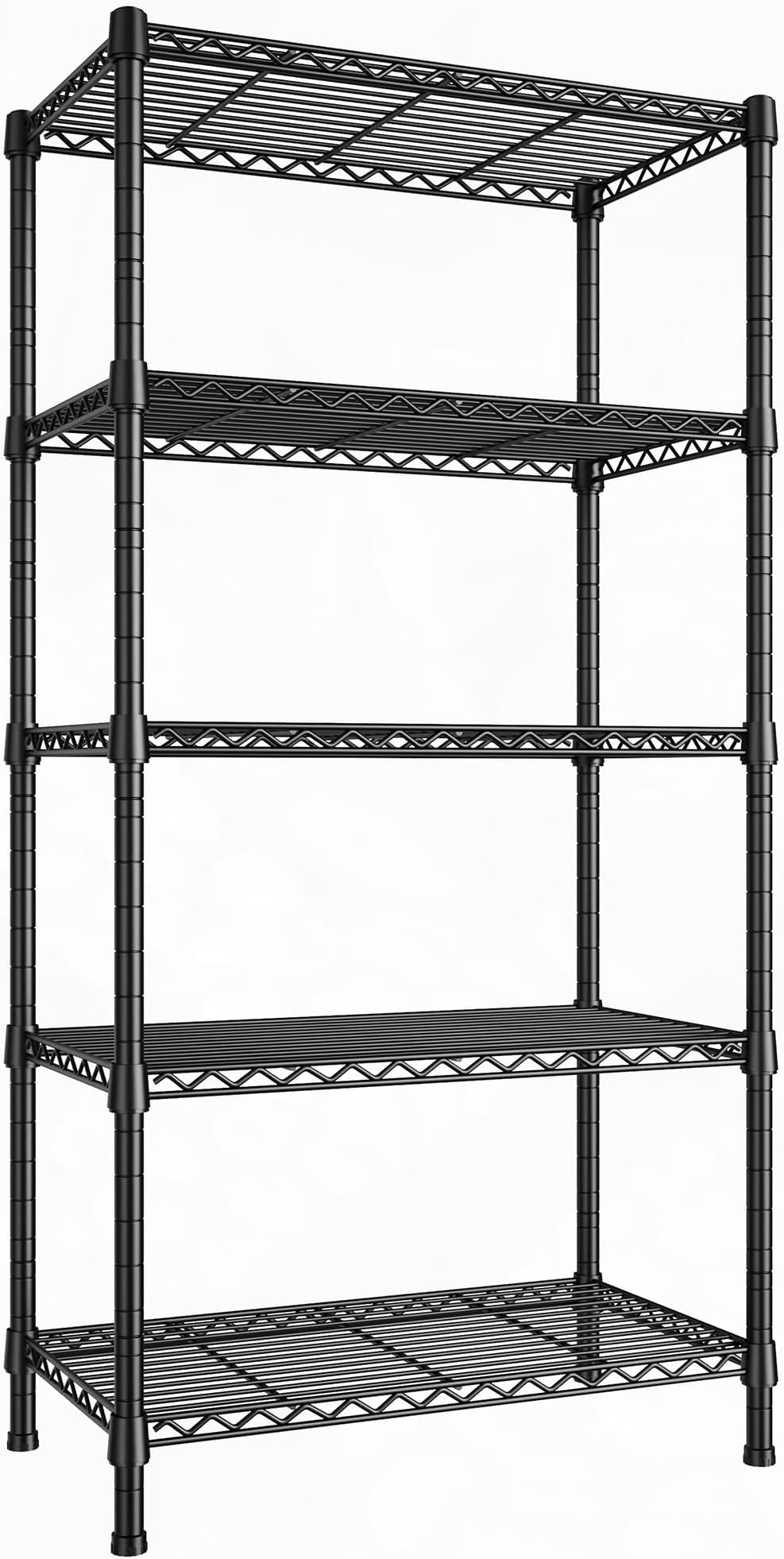 REIBII Wire Shelving Rack 5-Shelving Metal Shelves for Storage Loads 840 LBS Adjustable Garage Shelving Heavy Duty Storage Shelves for Storage Rack,23.6"W X 13.7 "D X 59 "H