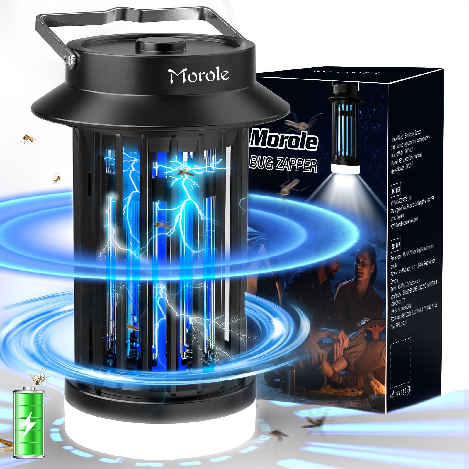 Lampara Antimosquitos USB con IluminacióN Led, Atrapa Moscas Antimosquitos Electrico PortáTil, Ideal para Uso en Interiores y Exteriores