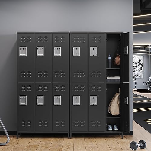 Miniatura 58 de Letaya Taquillas de metal para empleados: armario de almacenamiento de 9 puertas con estantes y gabinete de acero con cerradura para la escuela