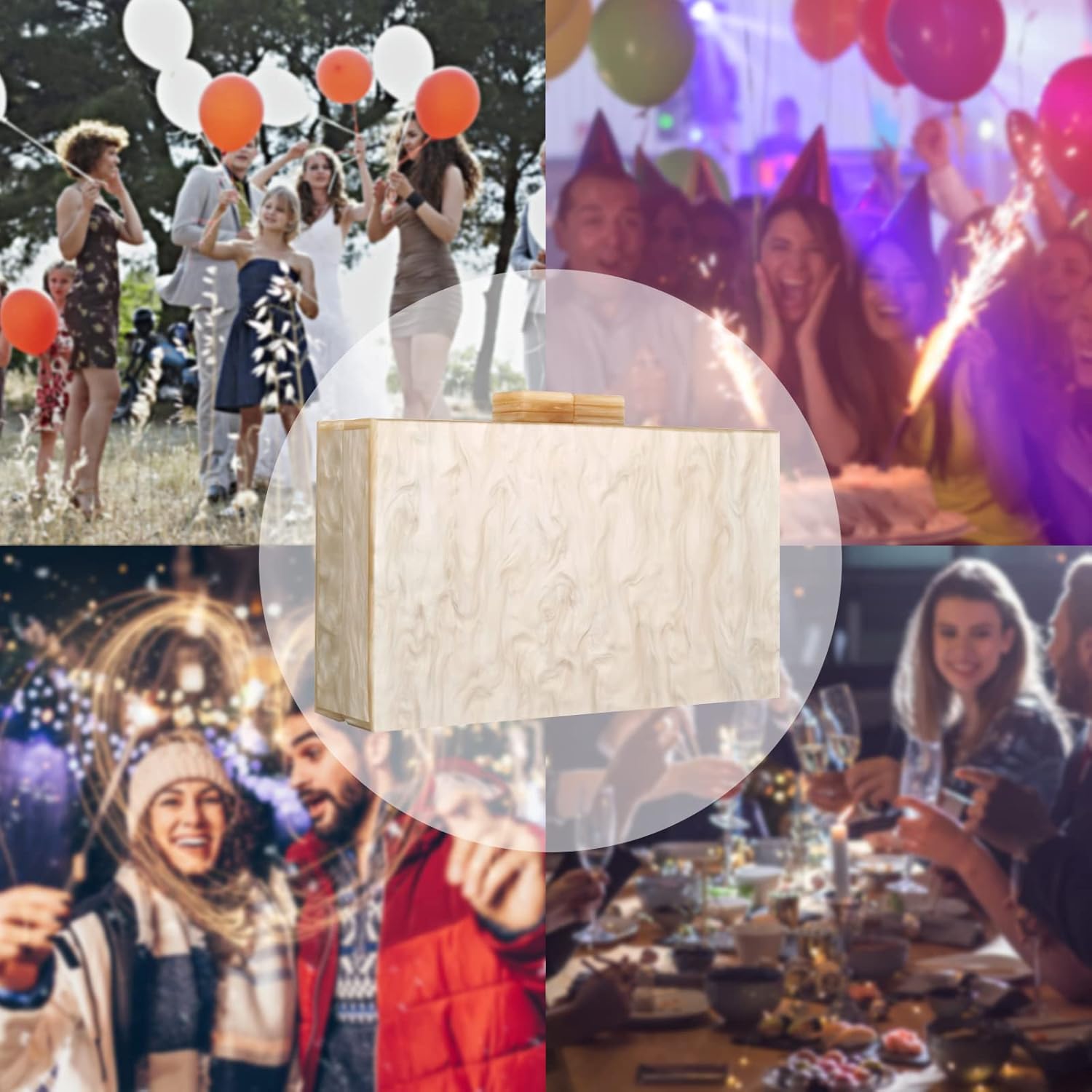 Gets Acrylic Clutch Purses for Women with Marbling Purses and Handbags Elegant Banquet Evening Crossbody Bag - Image 7