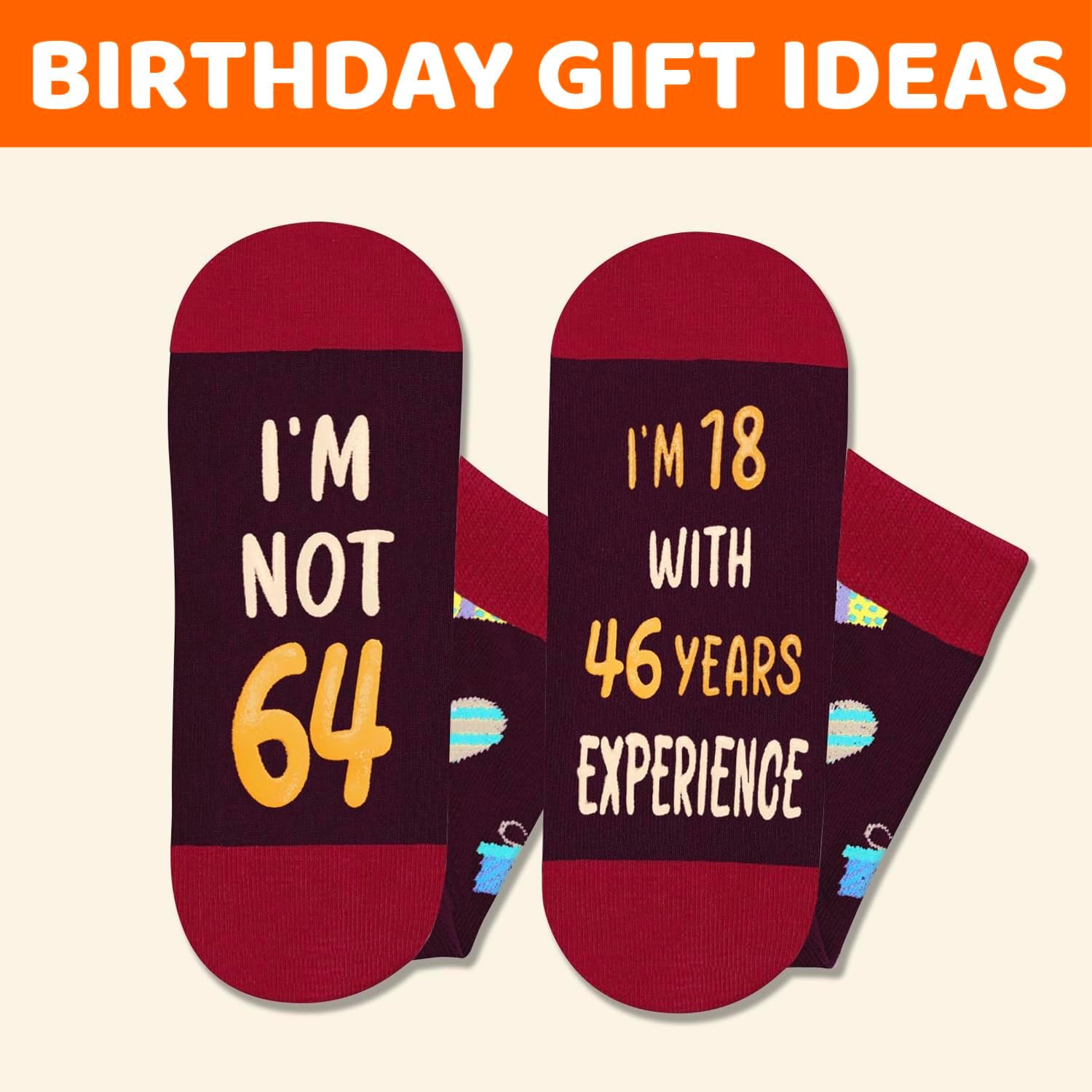 HAPPYPOP 70TH 65TH Birthday Gifts - 61 62 63 64 66 67 68 69 Bday Socks with Greeting Card - Image 5