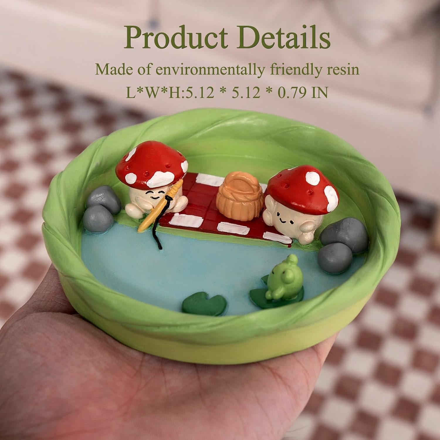 Cute Small Mushroom Frog Jewelry Dish - Unique Trinket Tray & Ring Holder for Girls' Rooms - Aesthetic Home Decor Bowl - Gift for Daughters & Friends - Ideal for Rings & Small Accessories