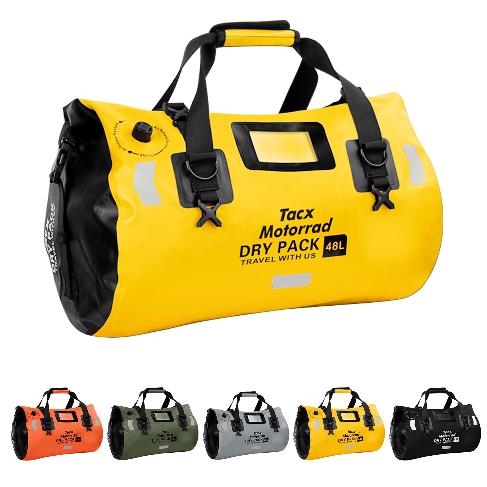 Tacxmotorrad Waterproof Duffel Bag for Men/Women, Roll-top Dry Backpack Duffel Bag with Quick-fixed Straps, Motorcycle Tail Saddle Bag for