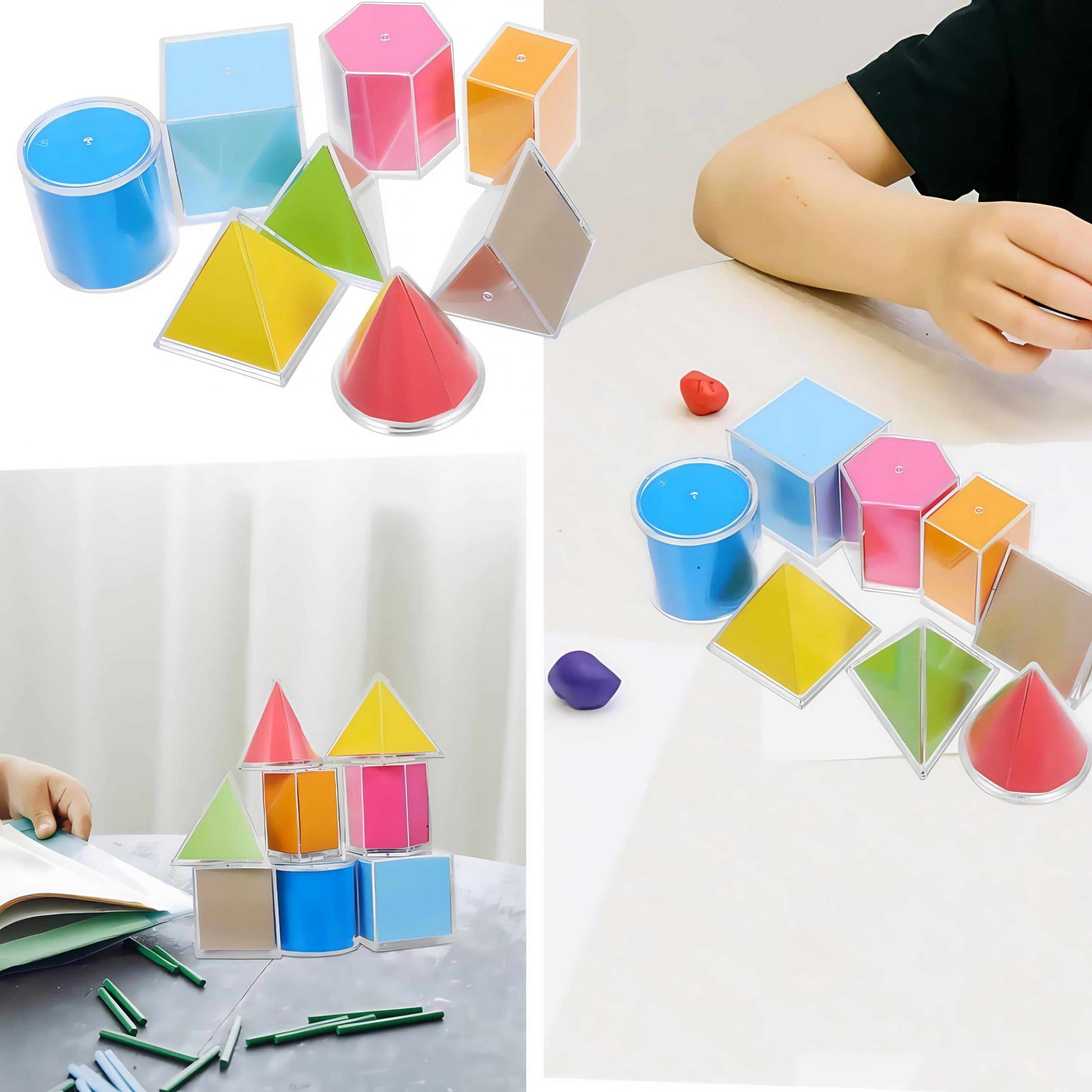 8 Stück geometrisches Modell, 3D-geometrische Figuren, geometrische Formen-Manipulative, für den Unterricht zum Zählen der mathematischen Manipulative-Blöcke aus Kunststoff-Kit und wissenschaftliche