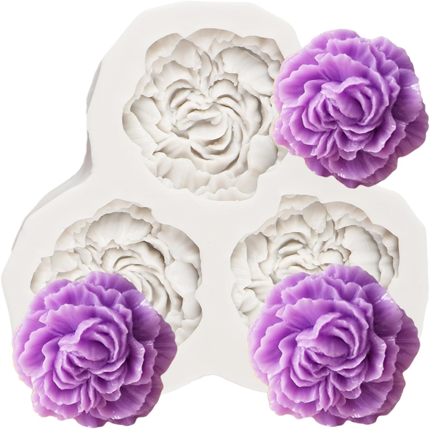 Skytail 3 Cavity Small Peony Carnation Mould Candle Rose Mold for DIY Scented Candle Wax Melts Aromatherapy Epoxy Resin Crafts Home Decor Gifts Mini Soap Bath Bombs Clay Chocolate Fondant Cake Molds-image-12