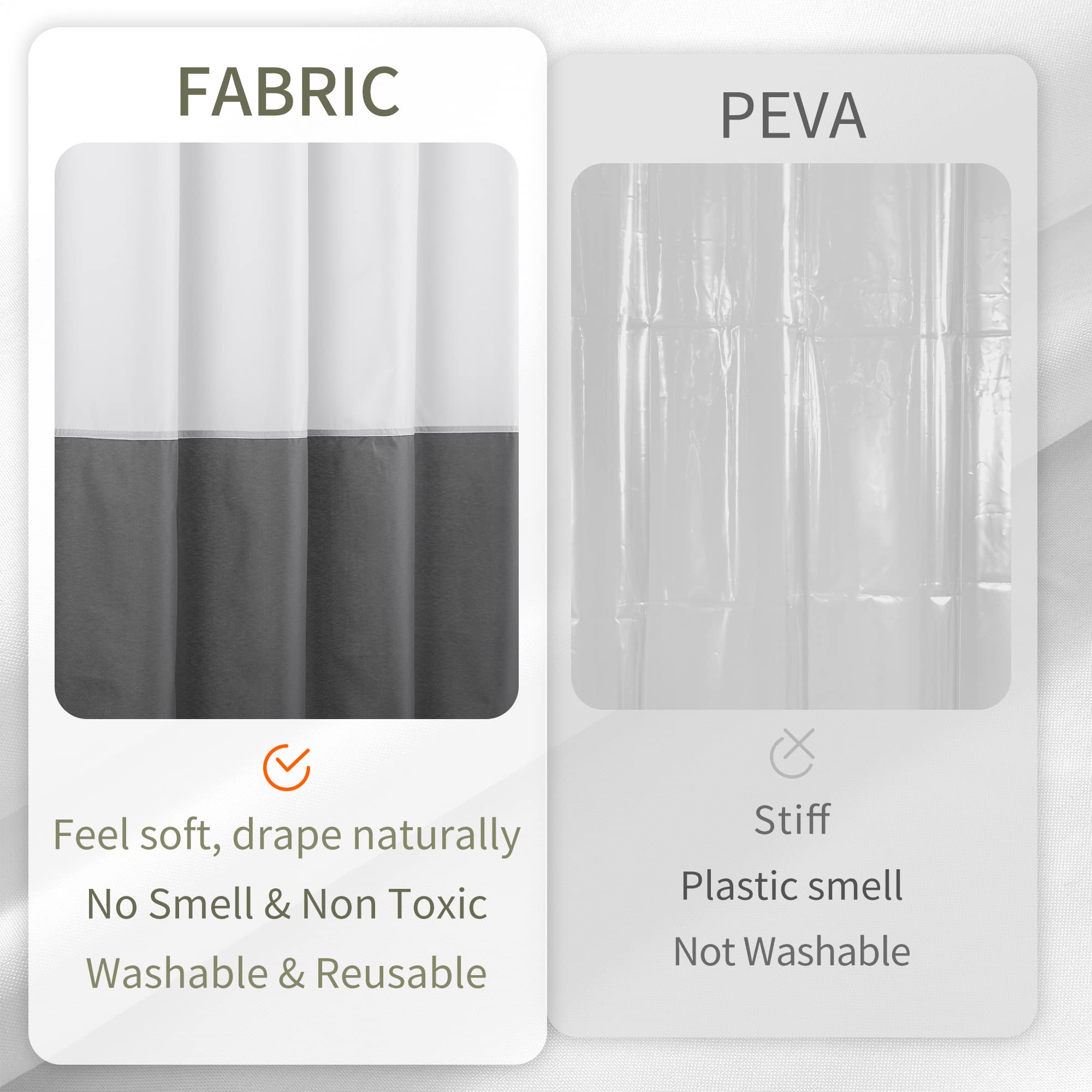 ALYVIA SPRING Waterproof Fabric Bath Liner Shower Curtain, Soft & Light-Weight Cloth Shower Liner, 3 Bottom Magnets - Image 4