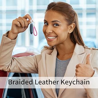 Braided Leather Keychain, Metal Key Ring, 10 Pieces Hand Knit Keychain Strap, Durable Keyring for Home, Office, Car Keys, Bags, and Wallets