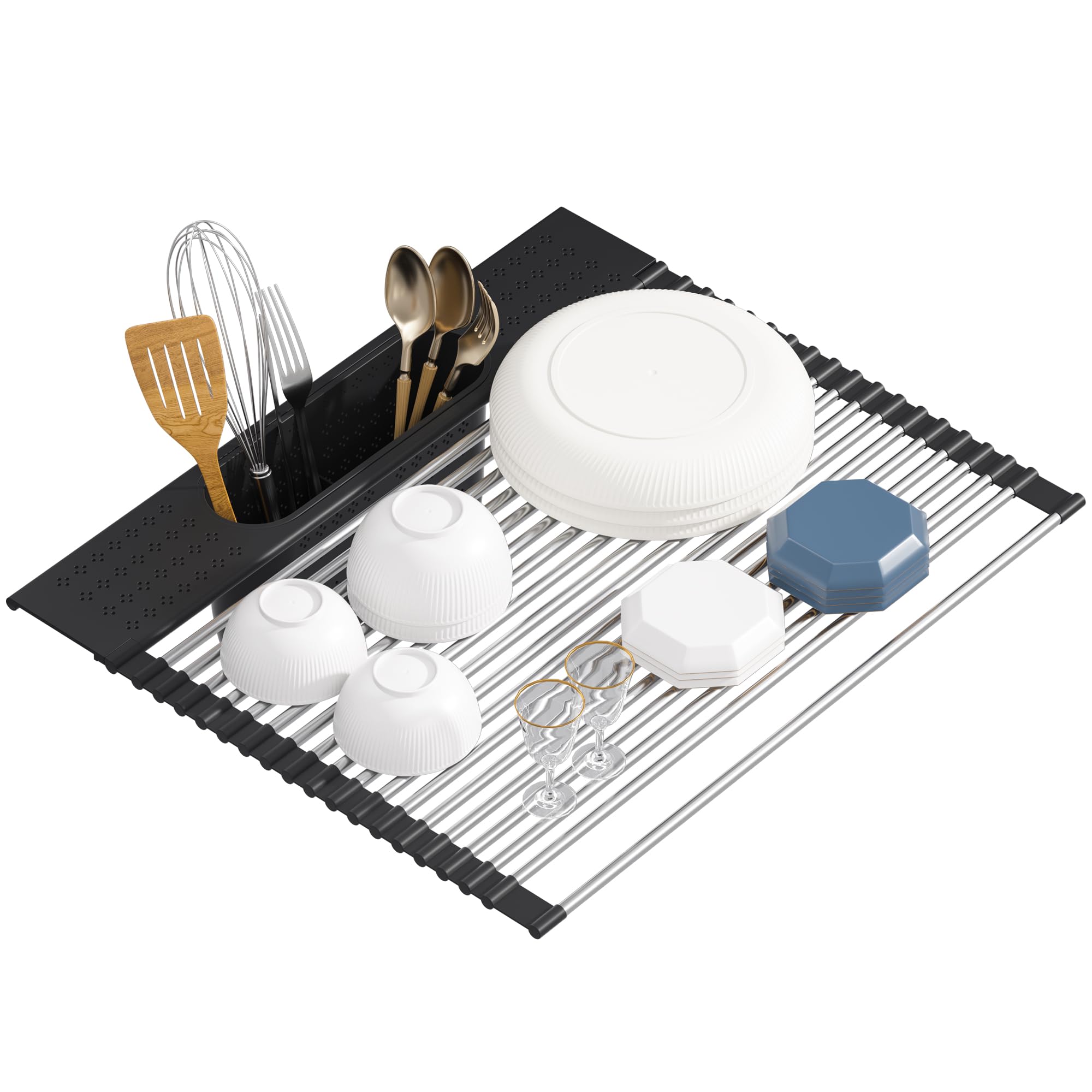 View 1 of [MISSING DISHING RACK] Kegfres  Dish Drying Rack - 17.5" x 15.2" Stainless Steel, Black