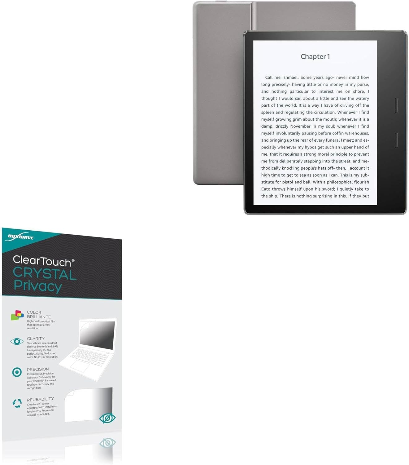 BoxWave Screen Protector Compatible With Amazon Kindle Oasis (2nd Gen 2017) - ClearTouch Crystal Privacy (2-Pack), Privacy Screen Protector Flexible Film Clear