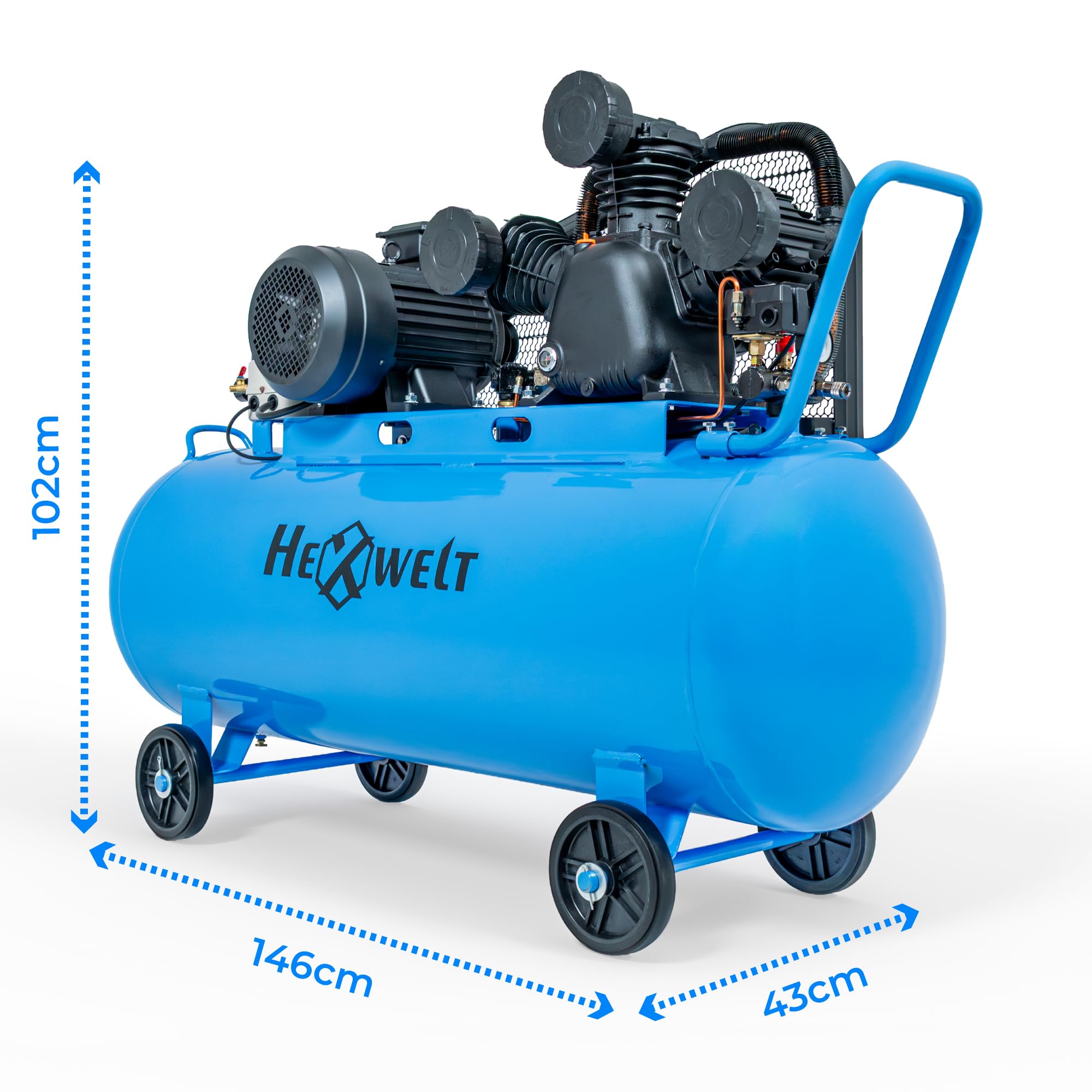 Item Name: Compressore 150L / 200L Compressore d'aria 8 bar, lubrificato ad olio, 3000W / 5500W, 3 cilindri in ghisa, 1/4" riduttore di pressione, manometro, 2 uscite, per officina,