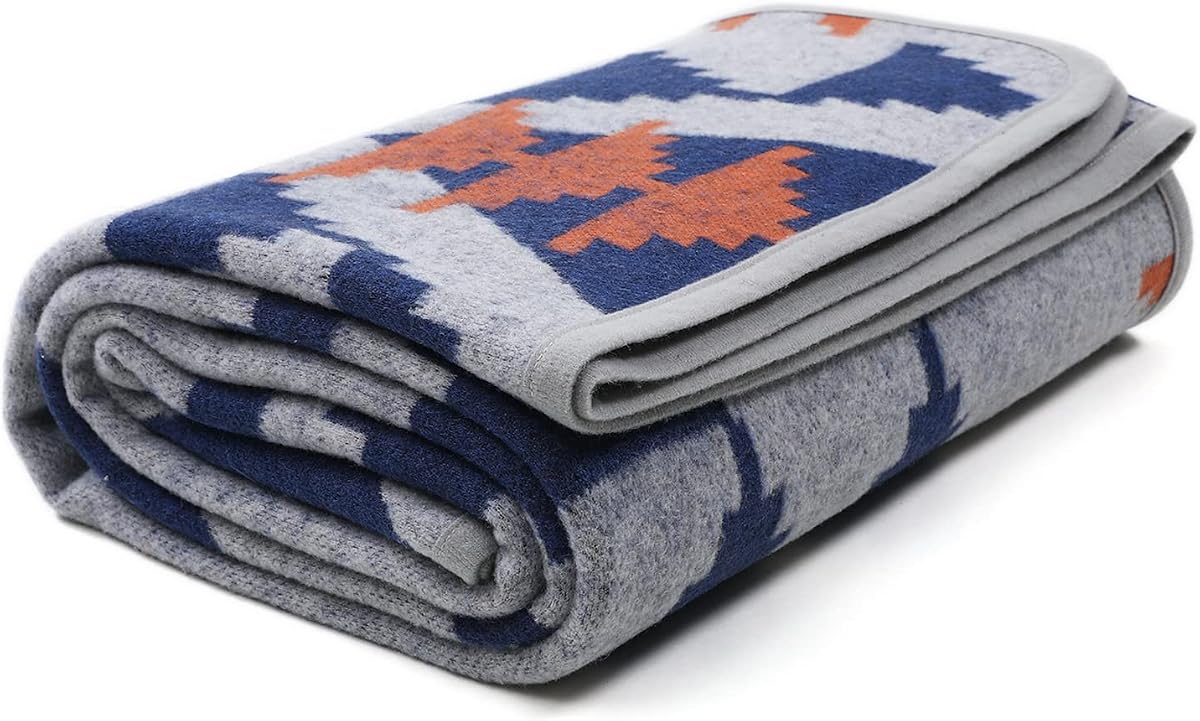 Merino Wool Camp Blanket - Warm Thick Washable Large Outdoor Camping Sleeping Throw Blanket All Weather, Aztec Grey 79X63 | Soft;Warm;Machine washable;Thick;Comfy snug;For couch patio sleeping grass stadium hiking;Multi colors and patterns options
