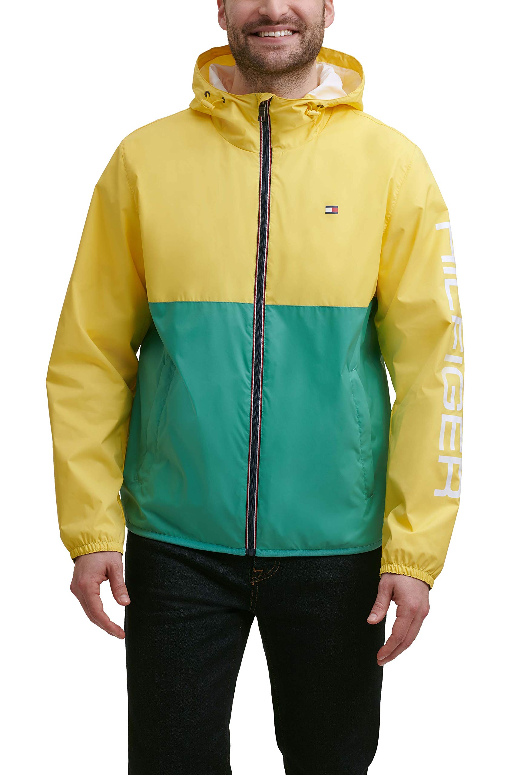 Tommy Hilfiger Mens Lightweight Active Water Resistant Hooded Rain Jacket