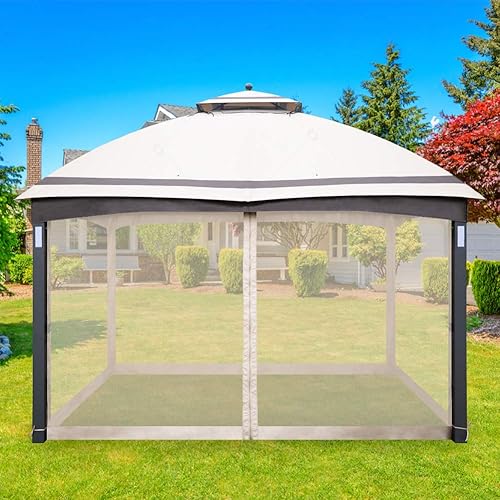 Miniatura 5 de Gazebo - Mosquitera universal de repuesto de 10 x 10 pulgadas, 4 paneles de pared para patio al aire libre con cremallera, mosquitera solo para